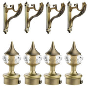 Plantex Heavy Duty Aluminium Diamond Curtain Holder/Curtain Brackets Parda Holder with Support 1 Inch Rod/Curtain Rod Holder (Brass Antique - 2 Pair)