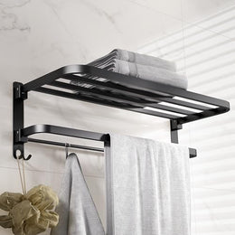 Plantex Towel Rack for Bathroom/Stainless Steel Towel Bar/24 Inch Towel Holder with Towel Rod/Bathroom Accessories - (Black)