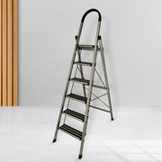 Plantex Ladder for Home-Foldable Aluminium 6 Step Ladder-Wide Anti Skid Steps/Strong Wide Steps Ladder (Anodize Coated-Gold)
