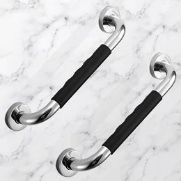 Plantex   12 Inch Strong ABS Bathroom Handle for Senior Citizen/Non-Slip Grab Bar for Toilet/Support for Elderly People - Pack Of 2 (White)