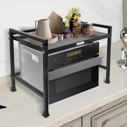 Plantex Oven Stand for Kitchen/Microwave/Oven Stand/Multiple use/Kitchen Storage Rack - Tiered Storage Shelf, Premium - (Black) Metal