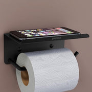 Plantex Stainless Steel Toilet Paper Holder/Toilet Paper Roll Holder for Bathroom/Tissue Roll Holder with Mobile Stand/Bathroom Accessories - (Black)