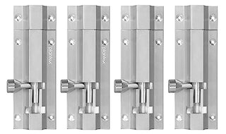 Plantex Stainless Steel 4 inch Tower Bolt/Tower Bolt for Home,Offices Doors and Windows/Tower Bolt for Main Door/Door Latch/Kundi/Chitakini/Door Latch for Main Door and Windows (Chrome, Pack of 4)