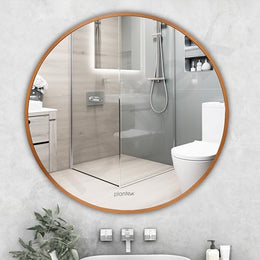 Plantex Aluminium Frame Mirror for Wall/Bathroom Mirror/Round Mirror for Bathroom/Wall Mount Mirror for Bedroom/Dressing Room/Living Room/Entryway - Shatterproof Mirror (24inch-Gold Brushed)