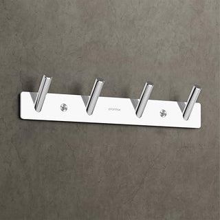 Plantex Wall Hooks for Hanging Cloth/Stainless Steel Towel Hangers/Bathroom Robe Hooks/Door Hangers/Round Wall Hook/Hook Rail for Hanging Keys - 4 Hooks (Pack of 1, Chrome)