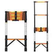 Plantex 2.7m (8.85 ft.) Telescopic Ladder/Carbon Steel 7-Steps Portable & Compact Ladder/Foldable Multipurpose Collapsible Ladder for Home & Outdoor Use - (Orange)