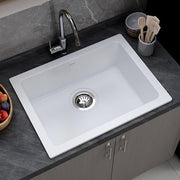 Plantex Quartz Acrylic Kitchen Sink/Undermount Sink for Kitchen with 10 Years Warranty by Plantex/Granite Single Bowl Kitchen Sinks with Coupling (Whiti-24x18 Inches)