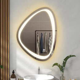 Plantex LED Bathroom Mirror with 3 Tone/Designer Mirror for Living Room/Bedroom/Dressing Room - Triangle Shape (HM-001, 18 X 24 Inch)