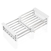 Plantex Stainless Steel & ABS Plastic Sink Drainer Basket/Sink Basket with Adjustable Armrest Kitchen Rack/Vegetable & Fruits Washing Organizer/Sink Utensils Drainer Stand - Pack of 1 (White)