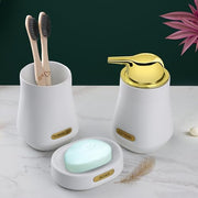 Plantex Ceramic Bathroom Set - Soap Holder for Bathroom/Liquid Soap Dispenser/Tumbler Holder/Toothbrush Holder/Handwash Dispenser - 3 Pcs Set