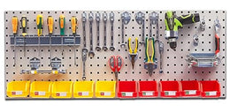 Plantex Tool Organizer for Workshop/Metal Pegboard for Garages/Tool Storage Board/Hanging Pegboard – 120 x 45 cm (Silver)