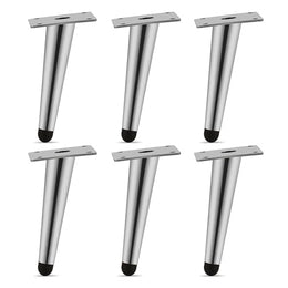 Plantex 6 Inch Sofa Legs for Bed Furniture/Sofa Legs for Table/Sofa Support Legs with Rubber Grip (Chrome, 6 Pcs)