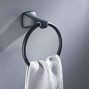 Plantex Bathroom Hardware Set/Space Aluminium Black Bathroom Accessories Set of 5-pcs/Napkin Ring/Towel Rack/Paper Holder/Soap Dish/Tumbler Holder