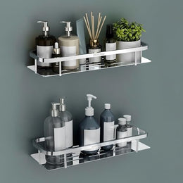 Plantex Stainless Steel 304 Bathroom Shelf for Wall/Bathroom Racks and Shelves/Bathroom Organizer & Accessories/Kitchen Rack/Kitchen Shelves- Pack of 2 (15X5 Inches-Chrome Finish)