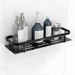 Plantex 304 Stainless Steel Bathroom Shelf/Wall Mounted Bathroom Organiser with Drill/Kitchen Storage Shelf(15X5 Inch-Black Finish)