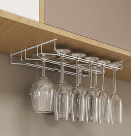 Plantex Stainless Steel Wine Glass Holder/3-Line Hanging Wine Glasses Rack/Upside-Down Glass Organizer Stand for Kitchen & Bar (L20 X W13 Inches - Triple Line), Hanging Shelves