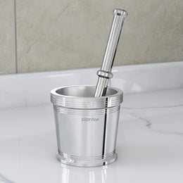 Plantex Heavy Stainless Steel/Mortar & Pestle Set/Spice Mixer/Khalbatta/Khal/Okli for Kitchen - Size 2(Dia: 7.5, H: 7 cm)