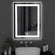 Plantex Metal LED Wall Mirror with Triple-Tone/Touch Mirror for Bedroom/Dressing Room/Living Room - Rectangle Shape (18 X 24 Inch)
