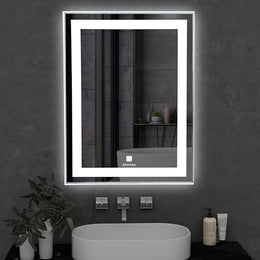 Plantex Metal LED Wall Mirror with Triple-Tone/Touch Mirror for Bedroom/Dressing Room/Living Room - Rectangle Shape (18 X 24 Inch)