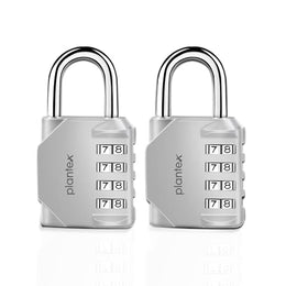 Plantex 4 Digit Combination Number Password Metal Lock/Zinc Alloy Locks for Luggage/Locks for Travel Bags for Luggage/Locks for Cabin Luggage/Travel Essentials - Pack of 2 (Silver)