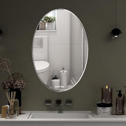 Plantex Unframed Unframed Oval Mirror for Wall/Mirror with Beveled Smooth Edges/Mirror for Bathroom/Dressing Room/Living Room/Bedroom/Entryway - (18x12 Inch), White