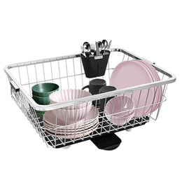 Plantex Stainless Steel Dish Drainer Basket for Kitchen Utensils/Dish Drying Rack with Drainer/Bartan Basket/Plate Stand Size - 23X9 Inch (Chrome)