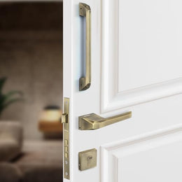 Plantex Door Lock with Handle/Door Handle for Main Door/Mortise Lock with 3 Computerized Brass keys/14 inch Pull-Push Handle/Door Hardware - Combo (Brass Antique)