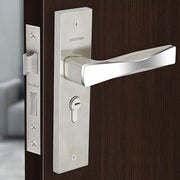 Plantex Heavy-Duty Door Lock Set - Main Door Lock Handle Set/Mortise Lock with 3 Keys, Brass Lockbody & Cylinder (8085 - Satin Steel & Chrome)