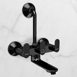 Plantex Brass Wall Mixer for Bathroom with L-Bend Connector for Shower/Mixer Tap/Mixer for Bathroom with 7-Year Manufacturer's Warranty-(Orn-218- Pvd Black)