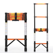 Plantex 2.3m (7.55 ft.) Telescopic Ladder/Carbon Steel 6-Steps Portable & Compact Ladder/Foldable Multipurpose Collapsible Ladder for Home & Outdoor Use - (Orange)