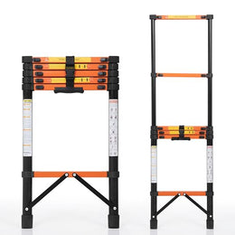 Plantex 2.3m (7.55 ft.) Telescopic Ladder/Carbon Steel 6-Steps Portable & Compact Ladder/Foldable Multipurpose Collapsible Ladder for Home & Outdoor Use - (Orange)