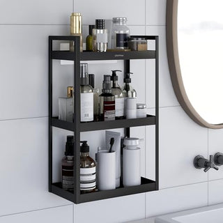 Plantex Tier Self Adhesive Bathroom Shelf/Multipurpose Bathroom Countertop Storage Shelf/Metal Standing Spice Rack Storage Organizer for