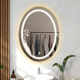 Plantex LED Bathroom Mirror with 3 Tone/Designer Mirror for Living Room/Bedroom/Dressing Room - Oval Shape (18 X 24 Inch)