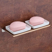Plantex Stainless Steel with ABS Material Double Soap Holder/Wall Mounted Soap Holder/Bathroom Accessories - (Rose Gold)