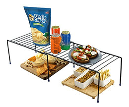 Plantex Stainless Steel Multipurpose Expandable Dish Rack/Expandable Storage Shelves for Kitchen Cabinets/Plate Stand/Utensil Rack (Black)