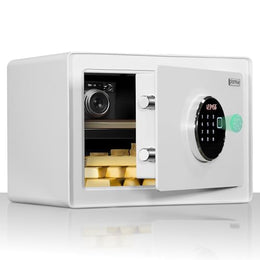 Plantex Digital Safe Locker For Home/23 Litre Safety Locker Box with Biometric Touchscreen Display & Dual Code Access Master & User/LED Light/Emergency Key/2 Years Warranty By Plantex - (White)