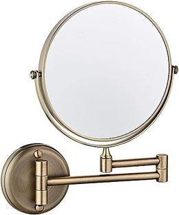 Plantex Brass And 304 Grade Stainless Steel Body Two-Sided 360° Swivel Mirror/Bathroom Mirror/Makeup Mirror/Vanity Mirror Wall Mounted (8 Inches/Brass Antique) - Round