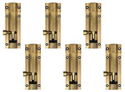 Plantex Stainless Steel Tower Bolt/Tower Bolt for Home,Offices Doors and Windows/Tower Bolt for Main Door/Door Latch/Kundi/Chitakini/Door Latch for Windows - Pack of 6 (Brass Finish, 4 inch)