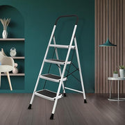 Plantex Alloy Steel 6 Step Ladder For Home/Foldable Strong Wide Step Ladder/Anti- Skid 6 Step Ladder - (White & Black)