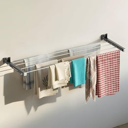 Plantex Stainless Steel Foldable Clothes Drying Rack/Cloth/Towel Stands for Drying Clothes - Wall Mount (Chrome - 24 inch)