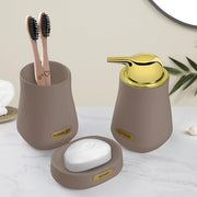 Plantex Ceramic Bathroom Set - Soap Holder for Bathroom/Liquid Soap Dispenser/Tumbler Holder/Toothbrush Holder/Handwash Dispenser - 3 Pcs Set