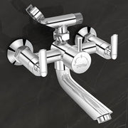 Plantex Bal-517 Pure Brass Telephonic Wall Mixer with Crutch Arranging of Hot & Cold Water with Water Saving Nozzle for Bathroom and Brass Wall Flange -7 Year Warranty -(Chrome)