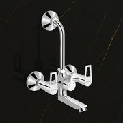 Plantex 2 in 1 Wall Mixer for Bathroom/Mixer L-Bend Provision for Overhead/Mixer Tap for Bathroom with Water Saving Nozzle and Wall Flange (3215, Chrome)