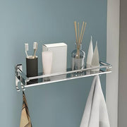 Plantex Stainless Steel Bathroom Shelf for Wall/Wall Mount Shelves & Racks for Bathroom Organizer with Hooks and Railings/Stand for Bathroom/Kitchen/Living Room(16x5 inch, Chrome)