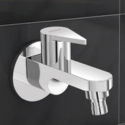 Plantex Pure Brass PAC-1828 Washing Machine Tap with Teflon Tape & Brass Wall Flange/Nozzle Tap for Garden-7 Year Warranty (Mirror Chrome Finish)