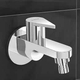 Plantex Pure Brass PAC-1828 Washing Machine Tap with Teflon Tape & Brass Wall Flange/Nozzle Tap for Garden-7 Year Warranty (Mirror Chrome Finish)