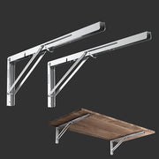 Plantex Heavy Duty 24 Inch Foldable Shelf Bracket/Stainless Steel Multipurpose Bracket/L Bracket/Space Saving Wall Bracket/Folding Table Bracket for Home & Office (Pack of 2, Chrome)