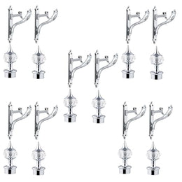 Plantex Curtain Holder/Diamond Shape Curtains Brackets/Curtains Rod Holder for Home (Chrome - 5 Pair)