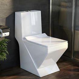 Plantex Platinum S Trap One Piece Commode Toilet/Rimless Washdown Flush for Toilet/Western Commode with Soft Close Toilet Seat Cover - (White)