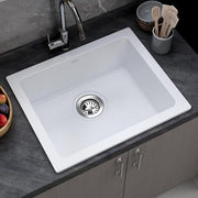Plantex Undermount Sink for Kitchen with 10 Years Warranty by Plantex/Quartz Acrylic Kitchen Sink/Granite Single Bowl Kitchen Sinks with Coupling & Drain rack (Whiti -16x18 Inches)